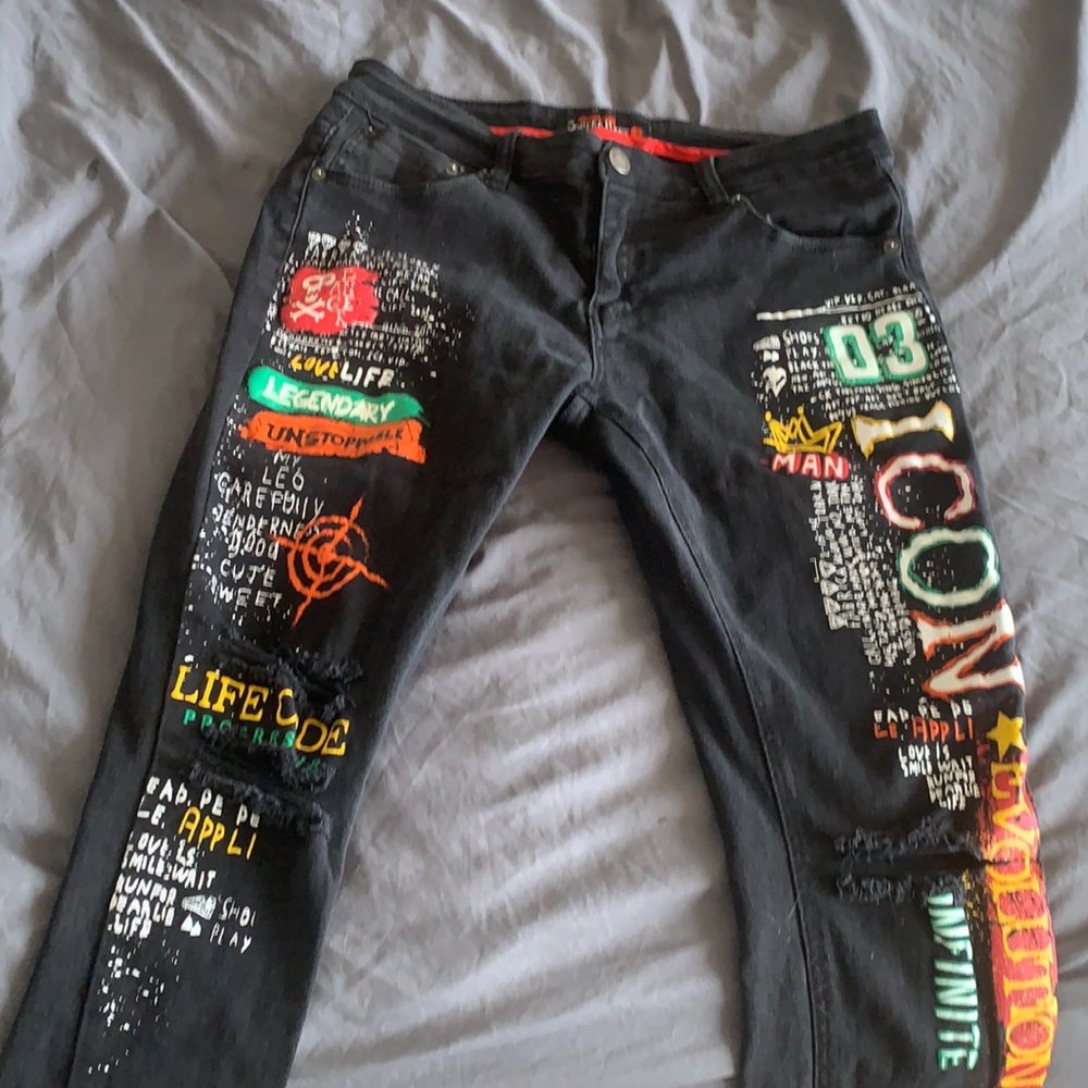 Distressed Copper Rivet jeans